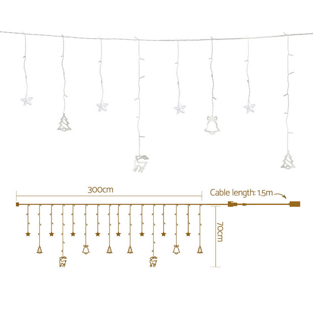 Jingle Jollys 3M Christmas Icicle Lights String Lights 138 LED Warm