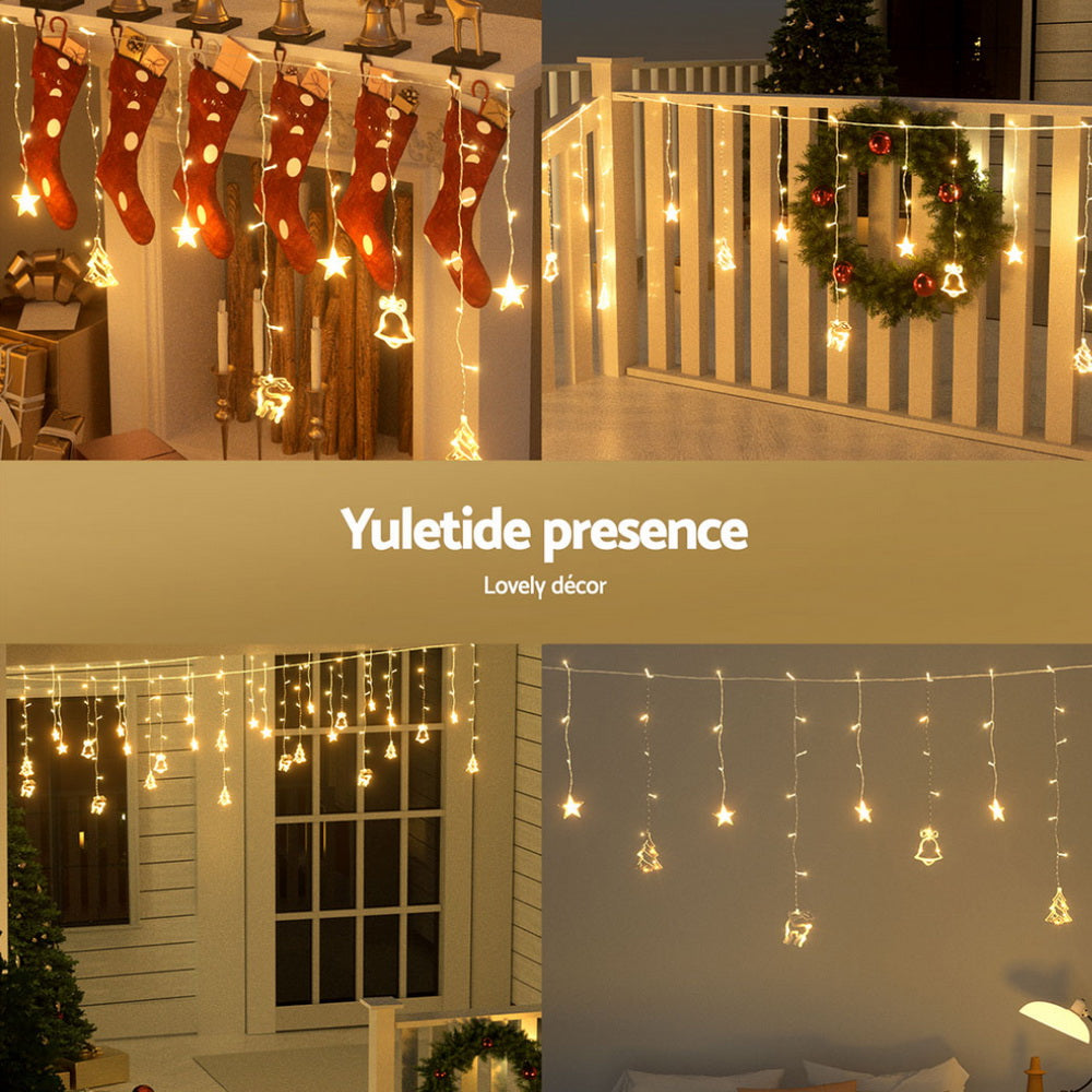 Jingle Jollys 3M Christmas Icicle Lights String Lights 138 LED Warm