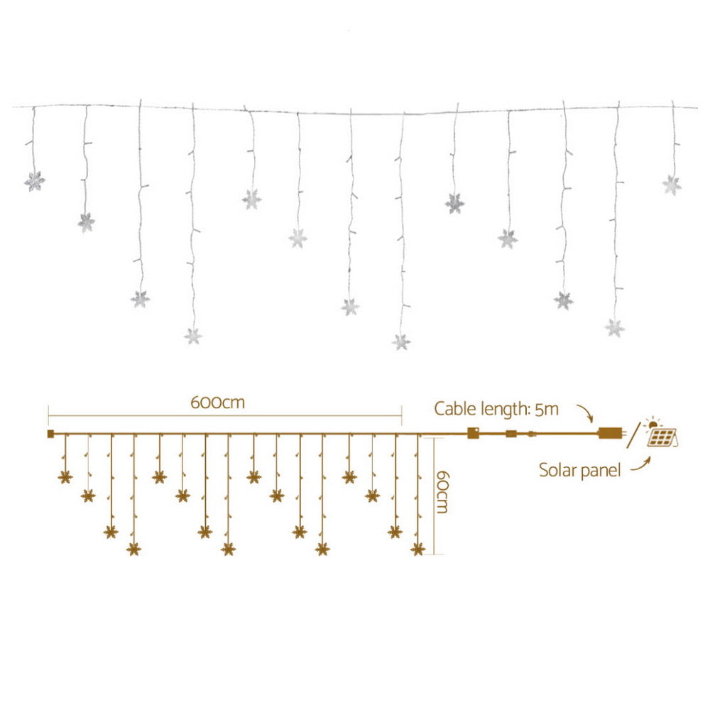 Jingle Jollys 6M Christmas Icicle Lights String Light 160 LED Solar