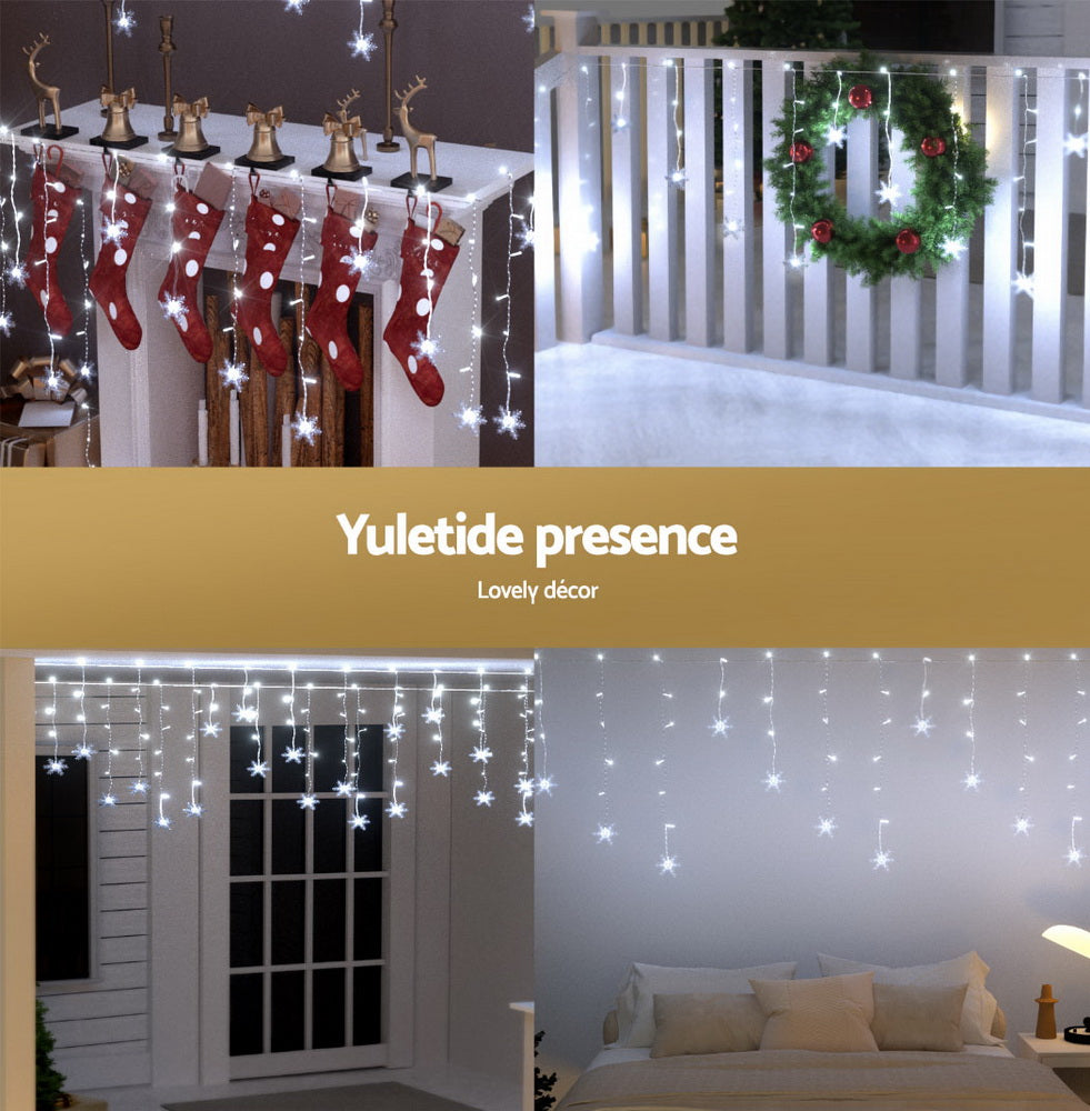 Jingle Jollys 6M Christmas Icicle Lights String Light 160 LED Solar
