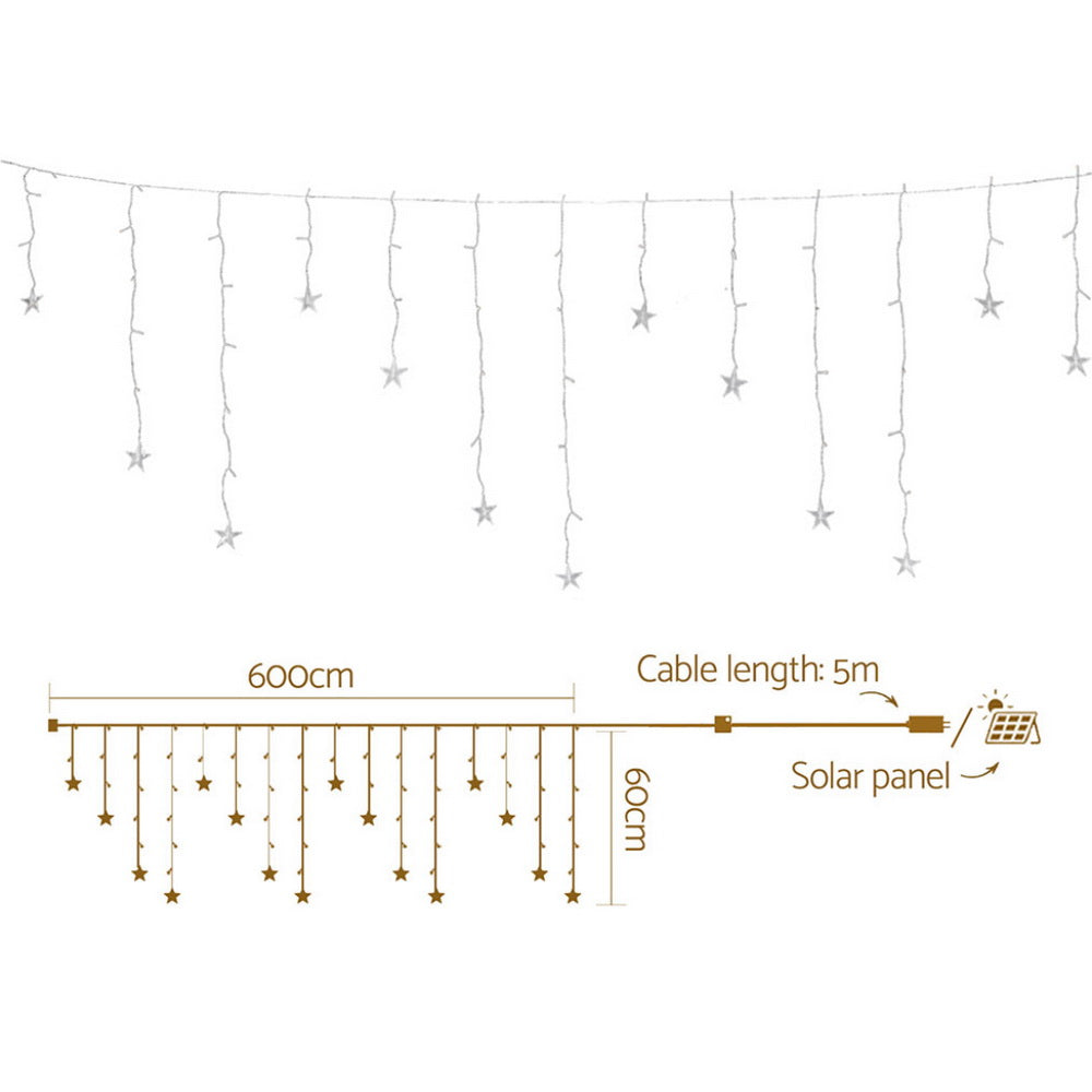 Jingle Jollys 6M Christmas Icicle Lights String Light 160 LED Solar