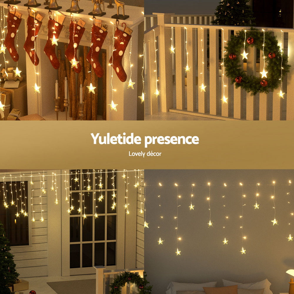 Jingle Jollys 6M Christmas Icicle Lights String Light 160 LED Solar