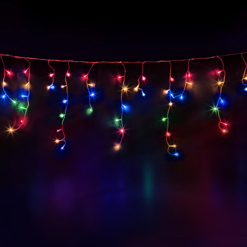 Jingle Jollys 12.5M Solar Christmas Lights Icicle String Light Multi