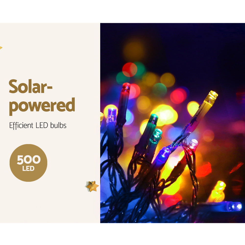 Jingle Jollys 12.5M Solar Christmas Lights Icicle String Light Multi