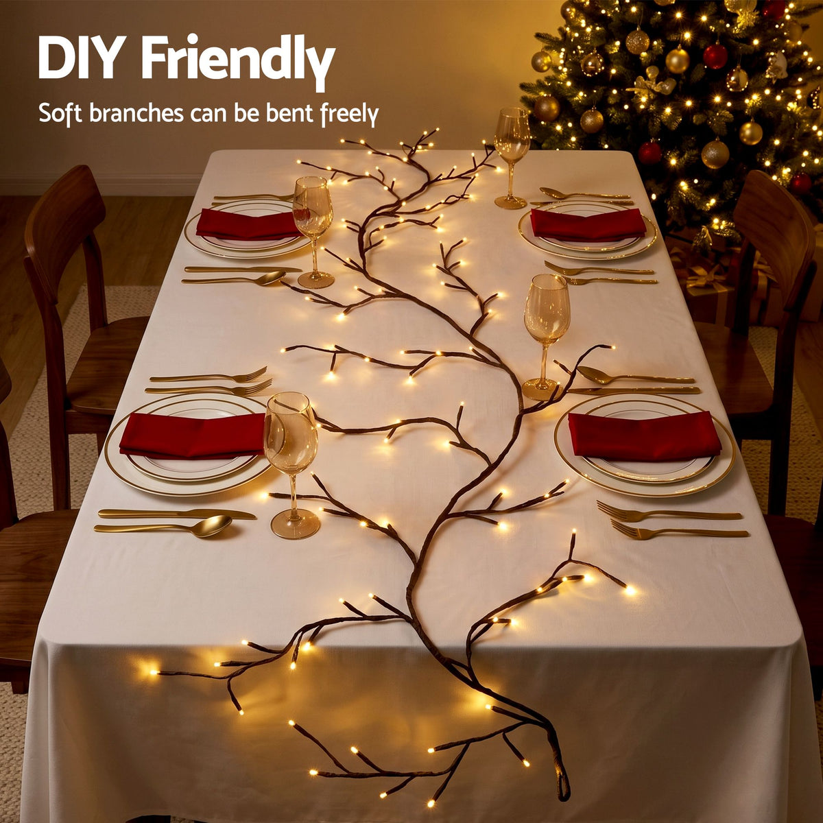 Jingle Jollys Christmas Willow Vine Lights Branch LED Fairy DIY Wall