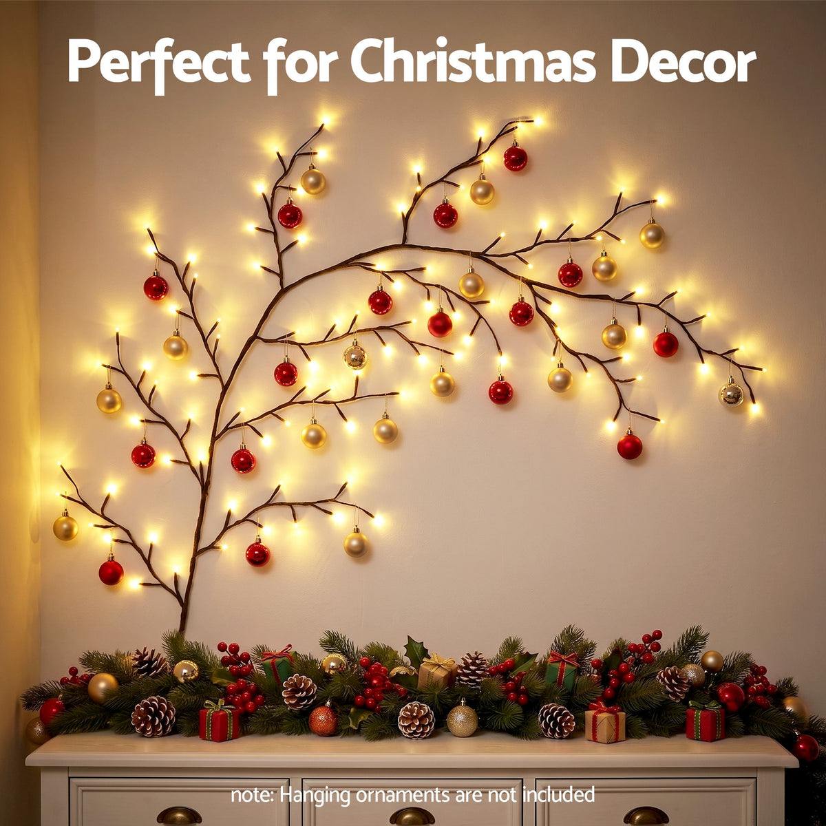 Jingle Jollys Christmas Willow Vine Lights Branch LED Fairy DIY Wall