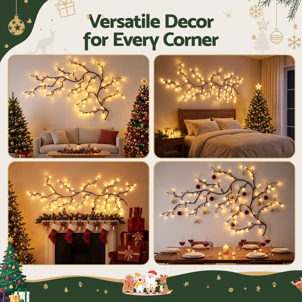 Jingle Jollys Christmas Willow Vine Lights Branch LED Fairy DIY Wall