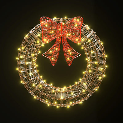Jingle Jollys 60cm Solar LED Wreath, 160 Bulbs, Warm White