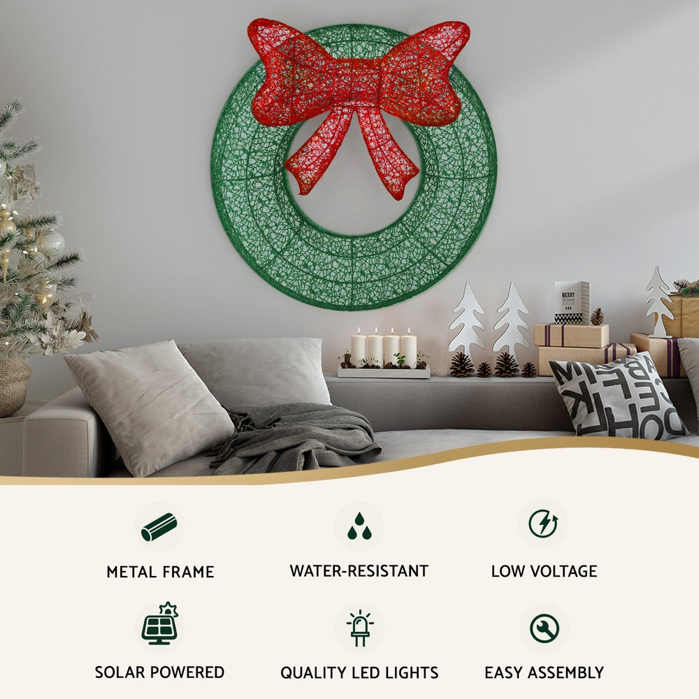 Jingle Jollys Christmas Lighted Wreath Solar Powered Indoor Outdoor