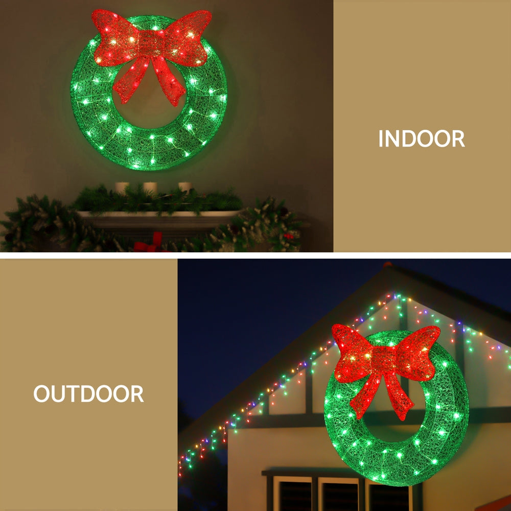 Jingle Jollys Christmas Lighted Wreath Solar Powered Indoor Outdoor