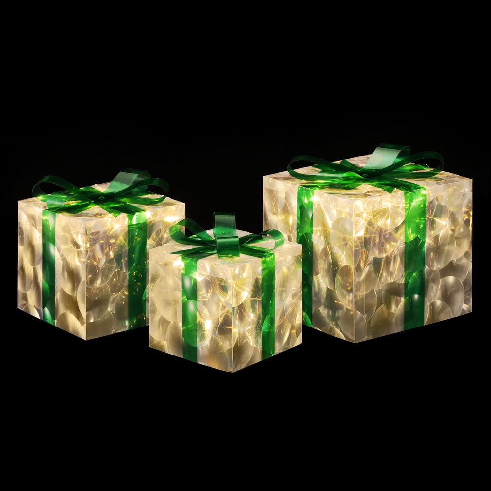 Jingle Jollys 70 LED Light-Up Gift Box Decorations, Set of 3