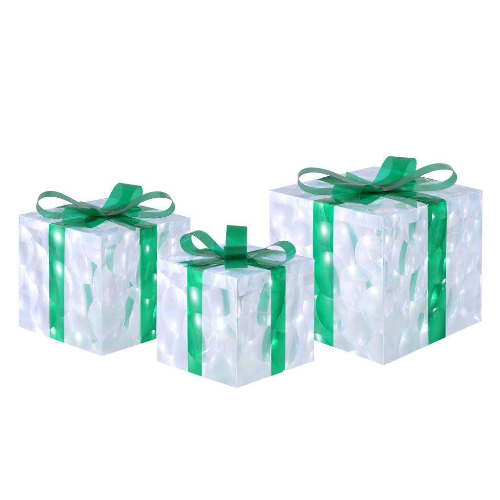 Jingle Jollys 70 LED Light-Up Gift Box Decorations, Set of 3