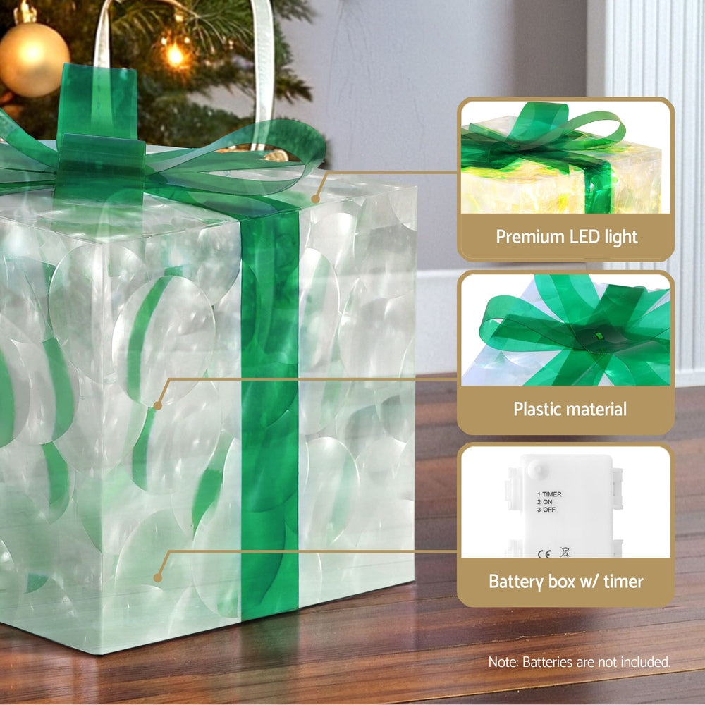 Jingle Jollys 70 LED Light-Up Gift Box Decorations, Set of 3
