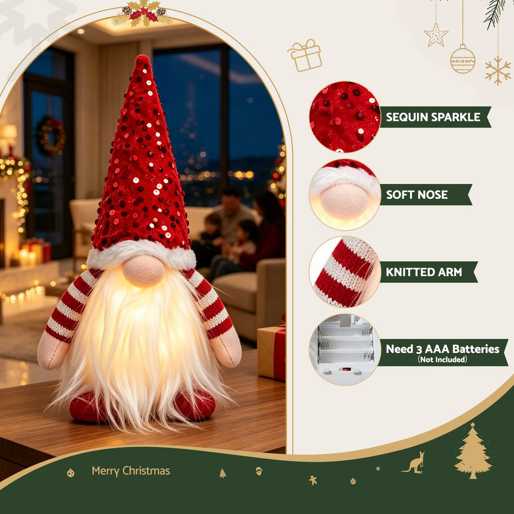 Jingle Jollys Christmas Gnomes Light Up Christmas Decorations Plush