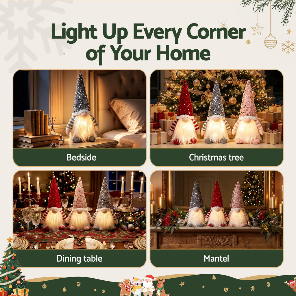 Jingle Jollys Christmas Gnomes Light Up Christmas Decorations Plush