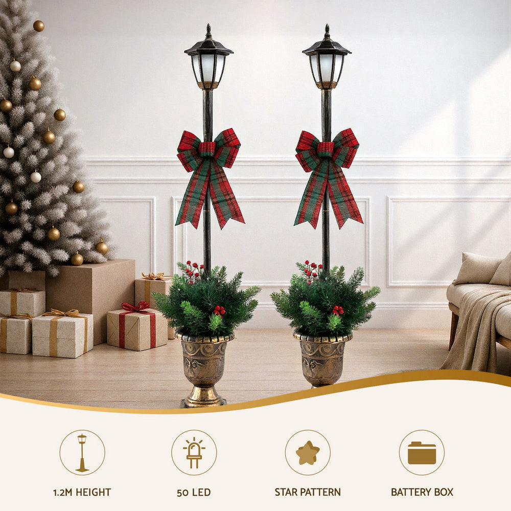 Jingle Jollys Christmas Lights 125cm Lamp Post 50 LED Fairy Light
