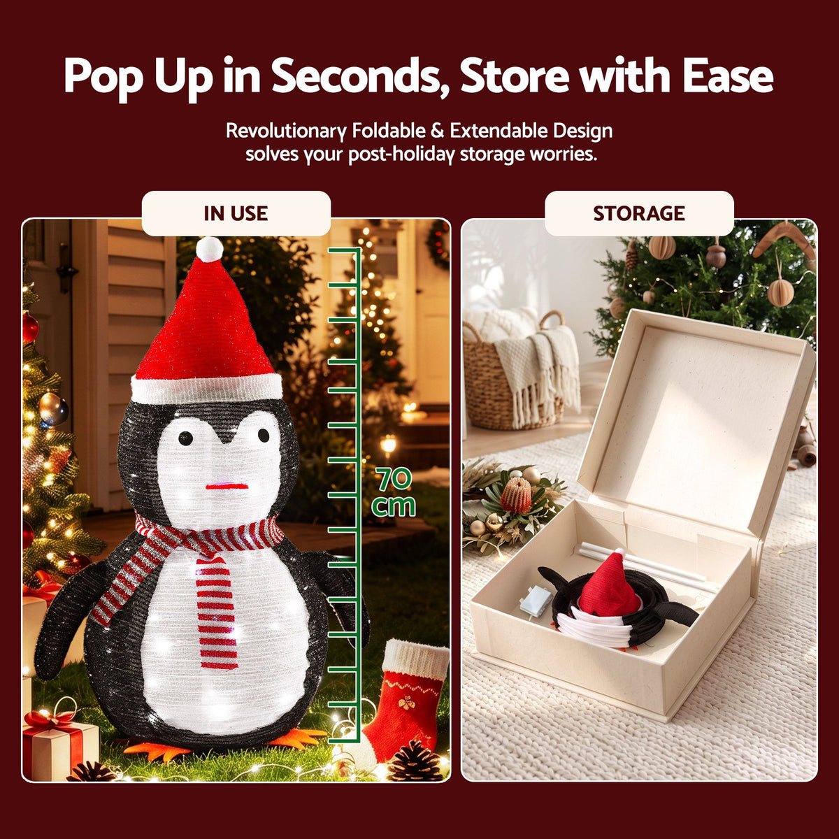 Jingle Jollys Christmas Penguin Light LED Christmas Decoration Pop Up