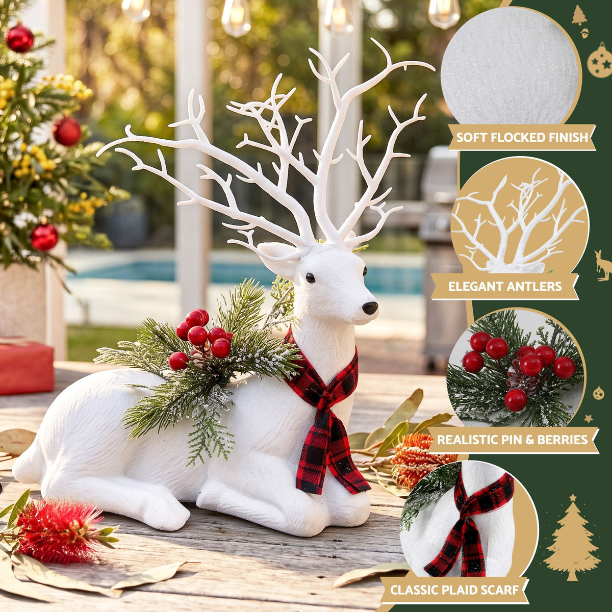 Jingle Jollys Christmas Reindeer 32cm Glitter Deer Ornaments Party