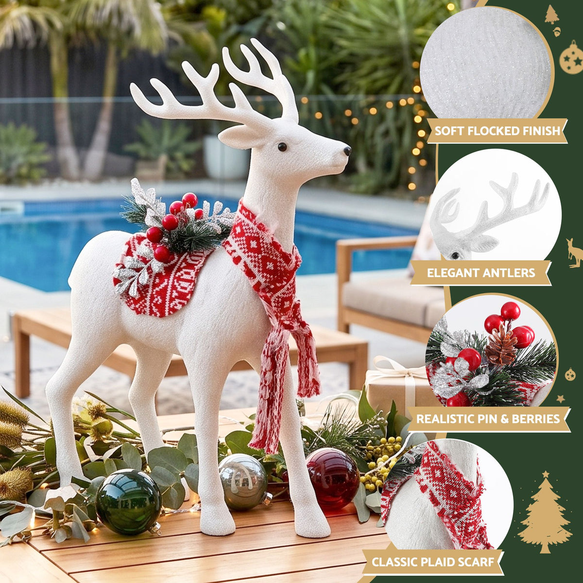 Jingle Jollys Christmas Reindeer 45cm Glitter Deer Ornaments Party