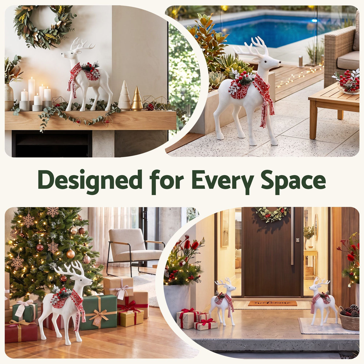 Jingle Jollys Christmas Reindeer 45cm Glitter Deer Ornaments Party