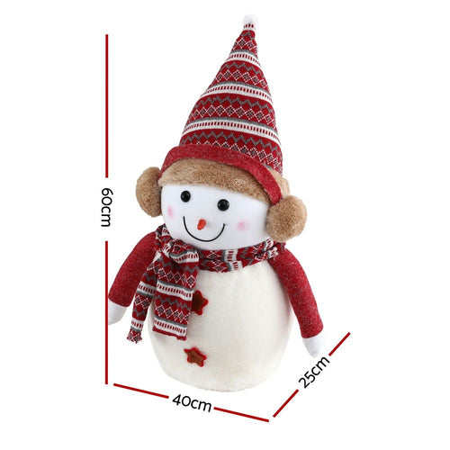 Jingle Jollys Christmas Snowman Decoration, with its measurements marked