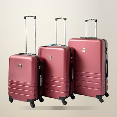 ABS Hard Shell Luggage Set, 3 Piece, Maroon
