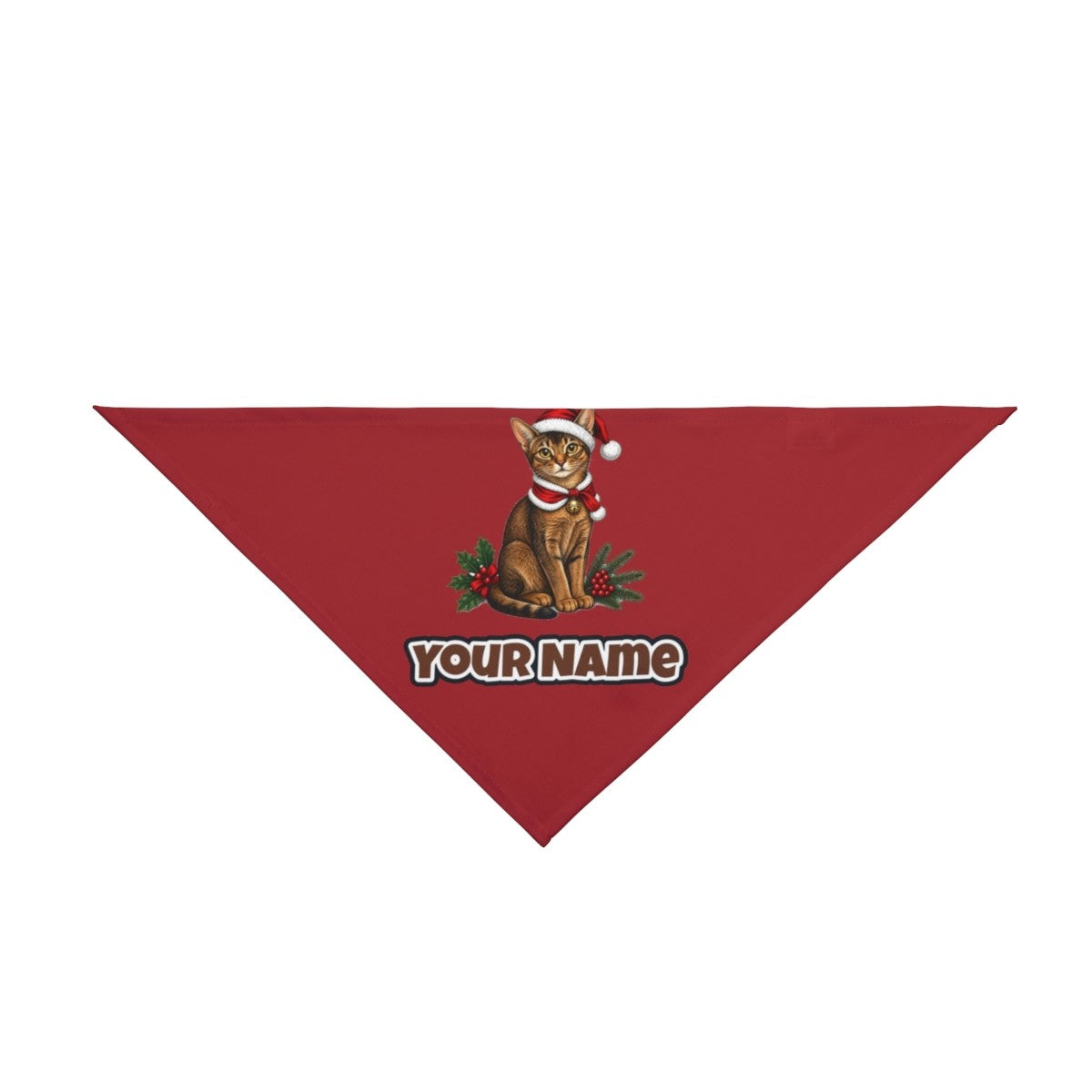 Abyssinian personalised Christmas pet bandana, tie-on style