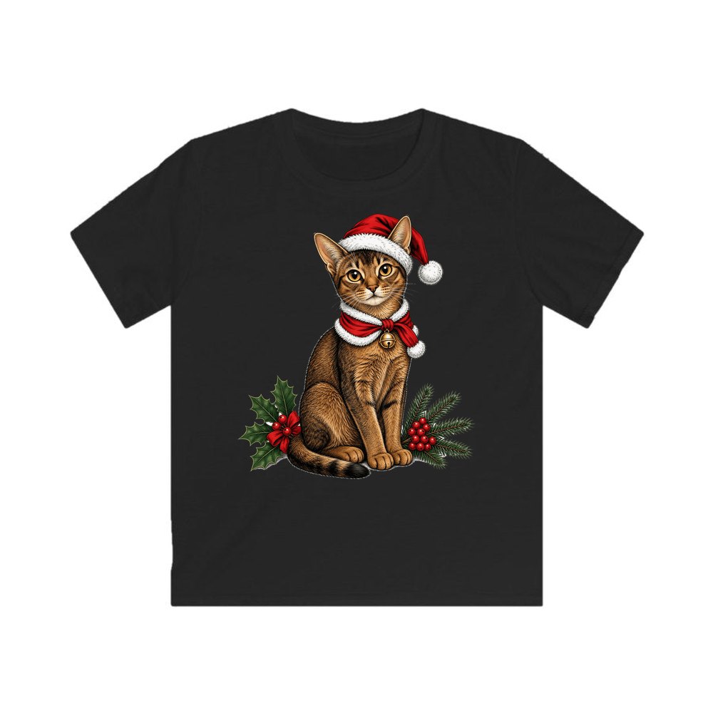 Abyssinian personalised kids Christmas tee in black