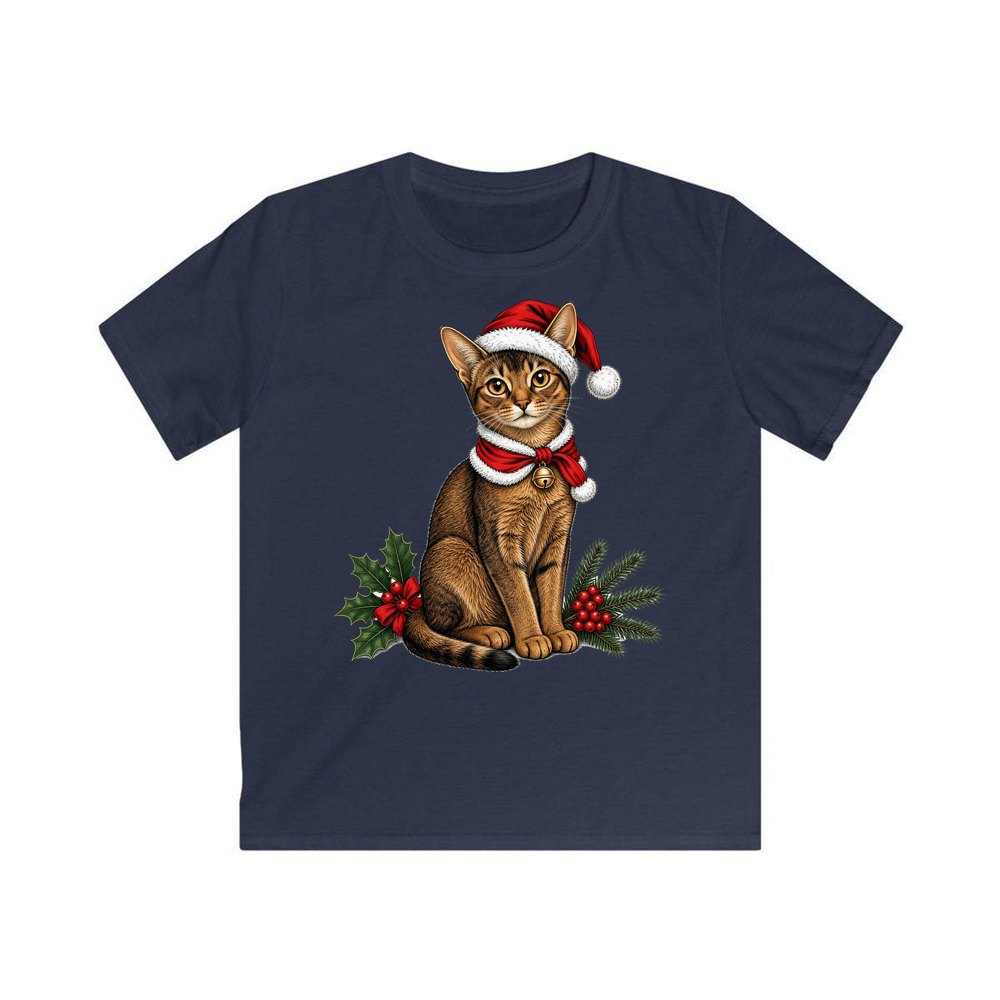 Abyssinian personalised kids Christmas tee in navy