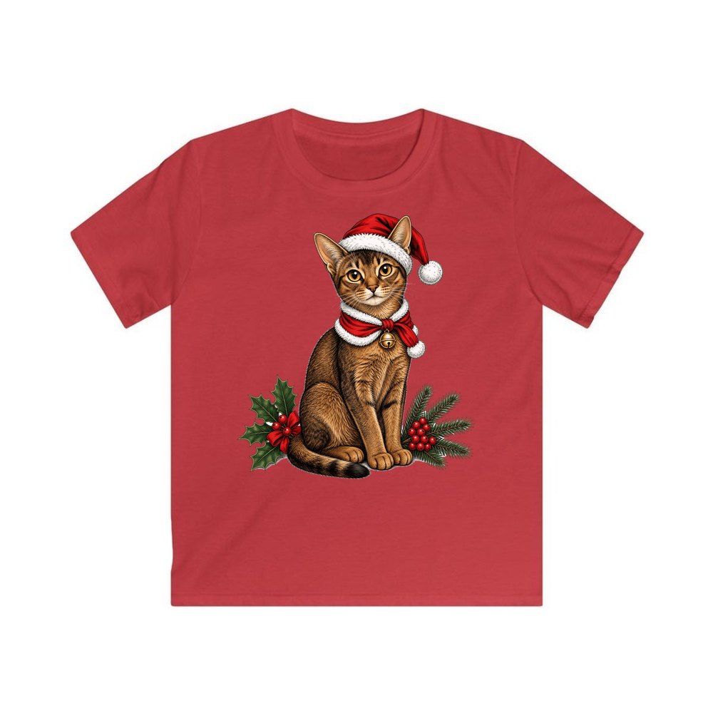 Abyssinian personalised kids Christmas tee in red