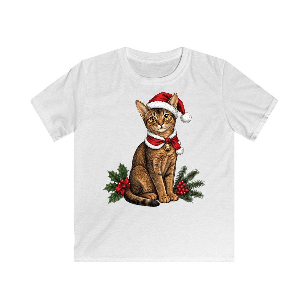 Abyssinian personalised kids Christmas tee in white