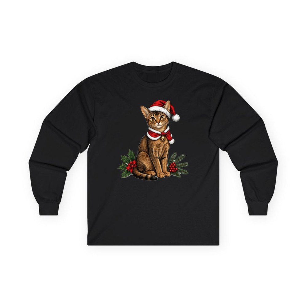 Abyssinian personalised long sleeve Christmas T-shirt in black