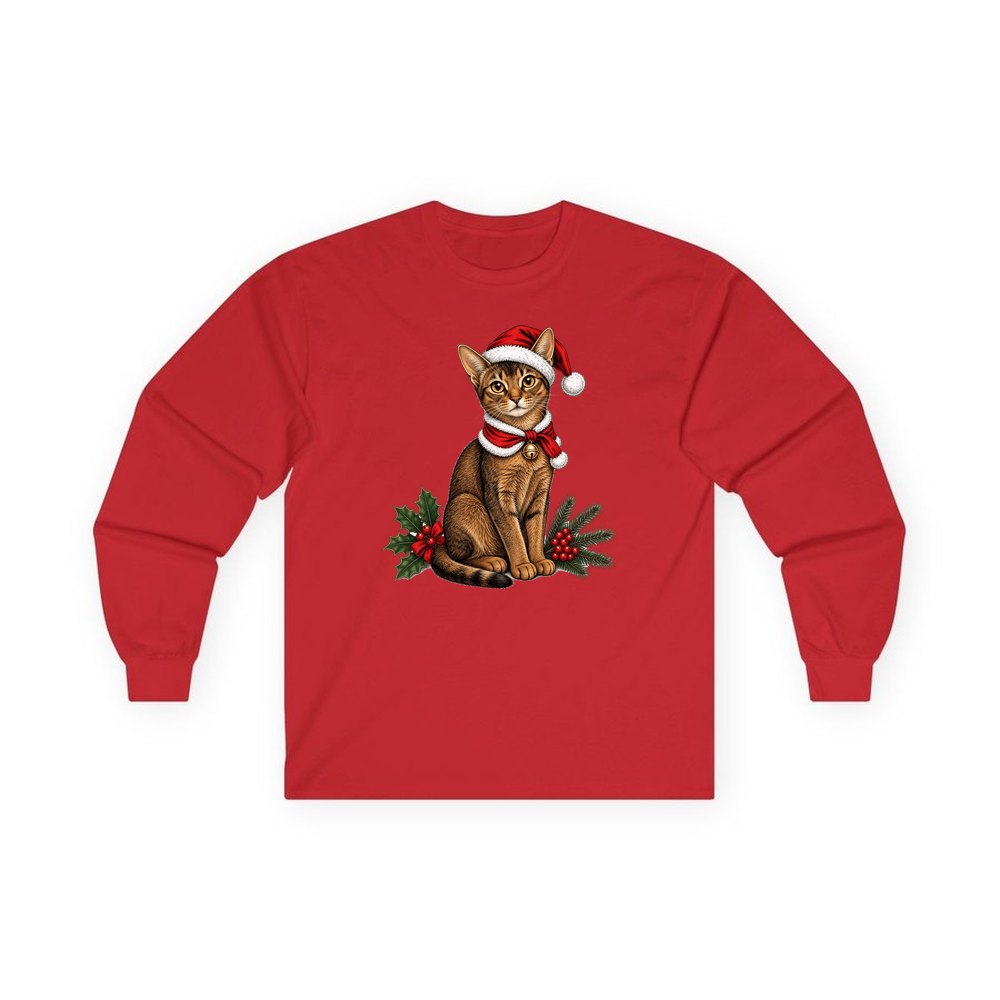 Abyssinian personalised long sleeve Christmas T-shirt in red
