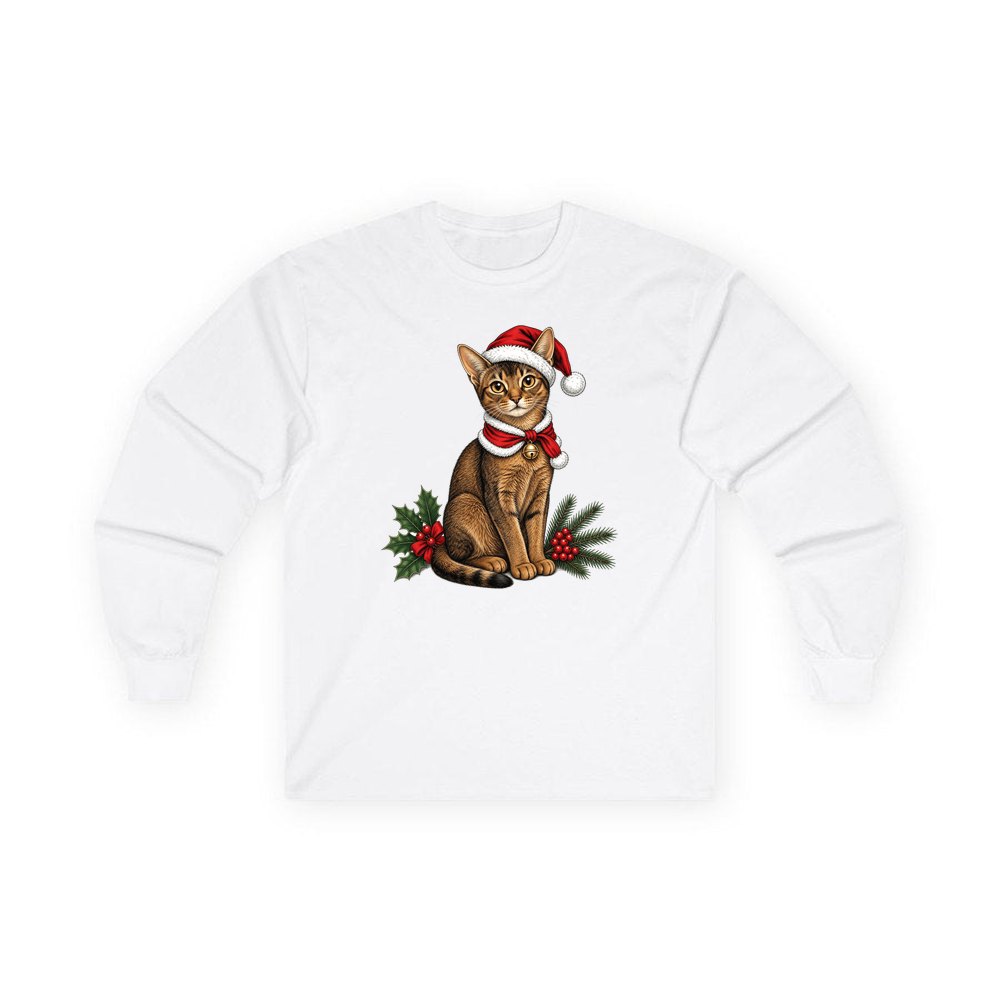Abyssinian personalised long sleeve Christmas T-shirt in white