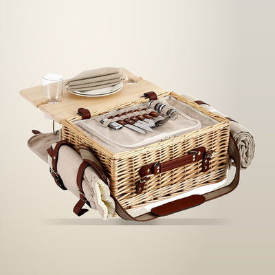 Alfresco 2 Person Insulated Picnic Basket with Wood Table