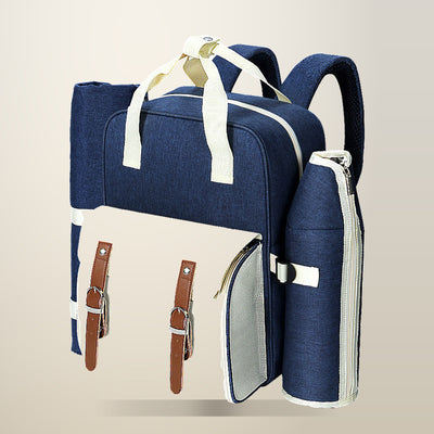 Alfresco 4 Person Picnic Backpack, Blue and Beige
