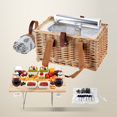 Alfresco 4 Person Picnic Basket Set with Wine Table