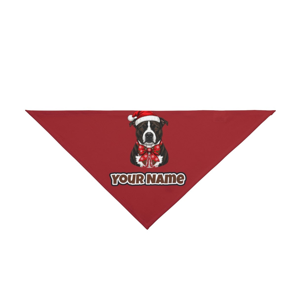 American Staffy personalised Christmas pet bandana, tie-on style