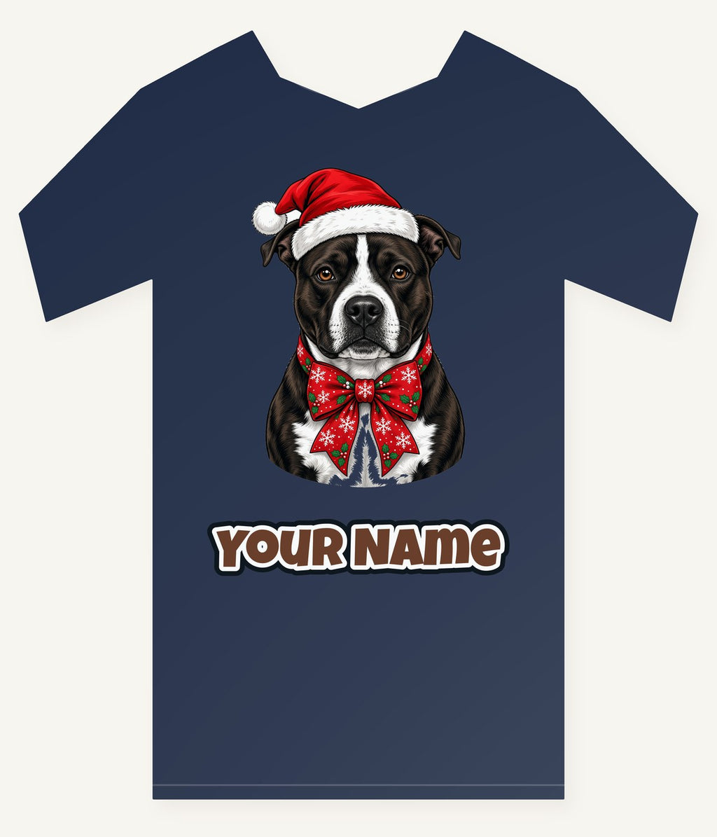 American Staffy Christmas Personalised Kids Tee and Baby Bodysuit