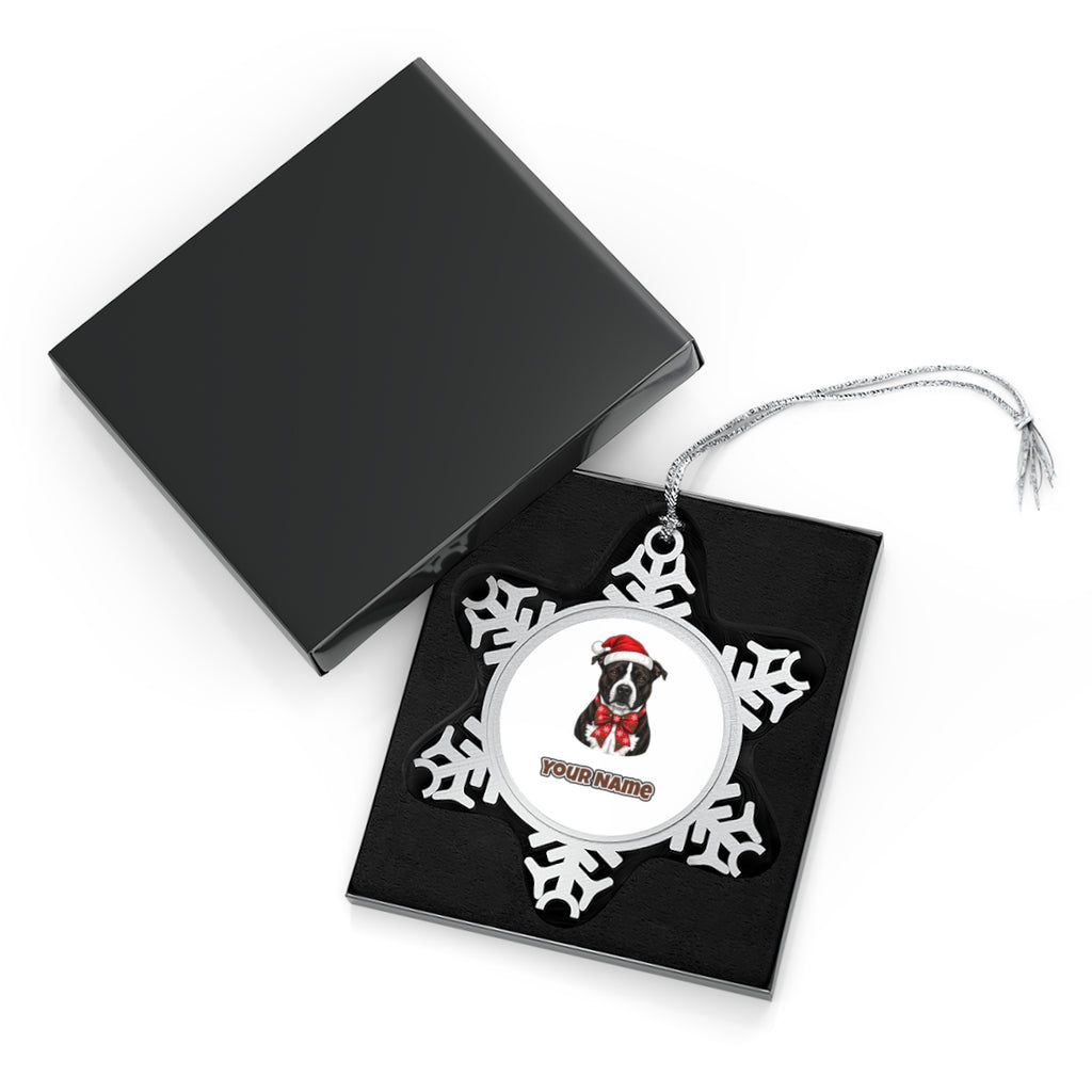 American Staffy Personalised Pewter Christmas Ornament