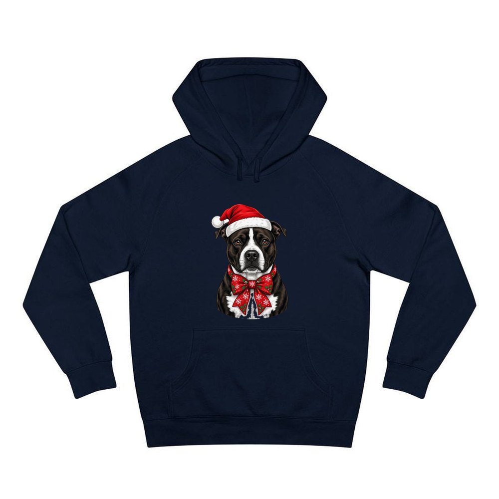American Staffy personalised Christmas hoodie in navy