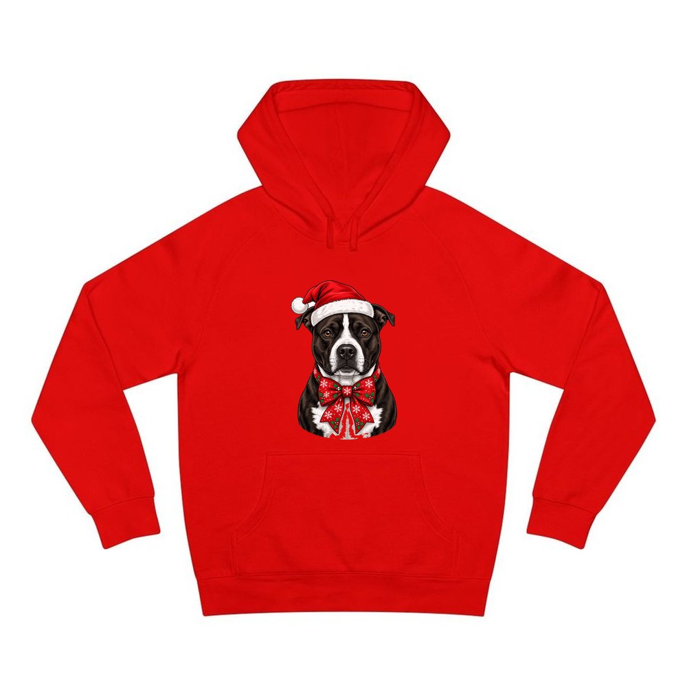 American Staffy personalised Christmas hoodie in red