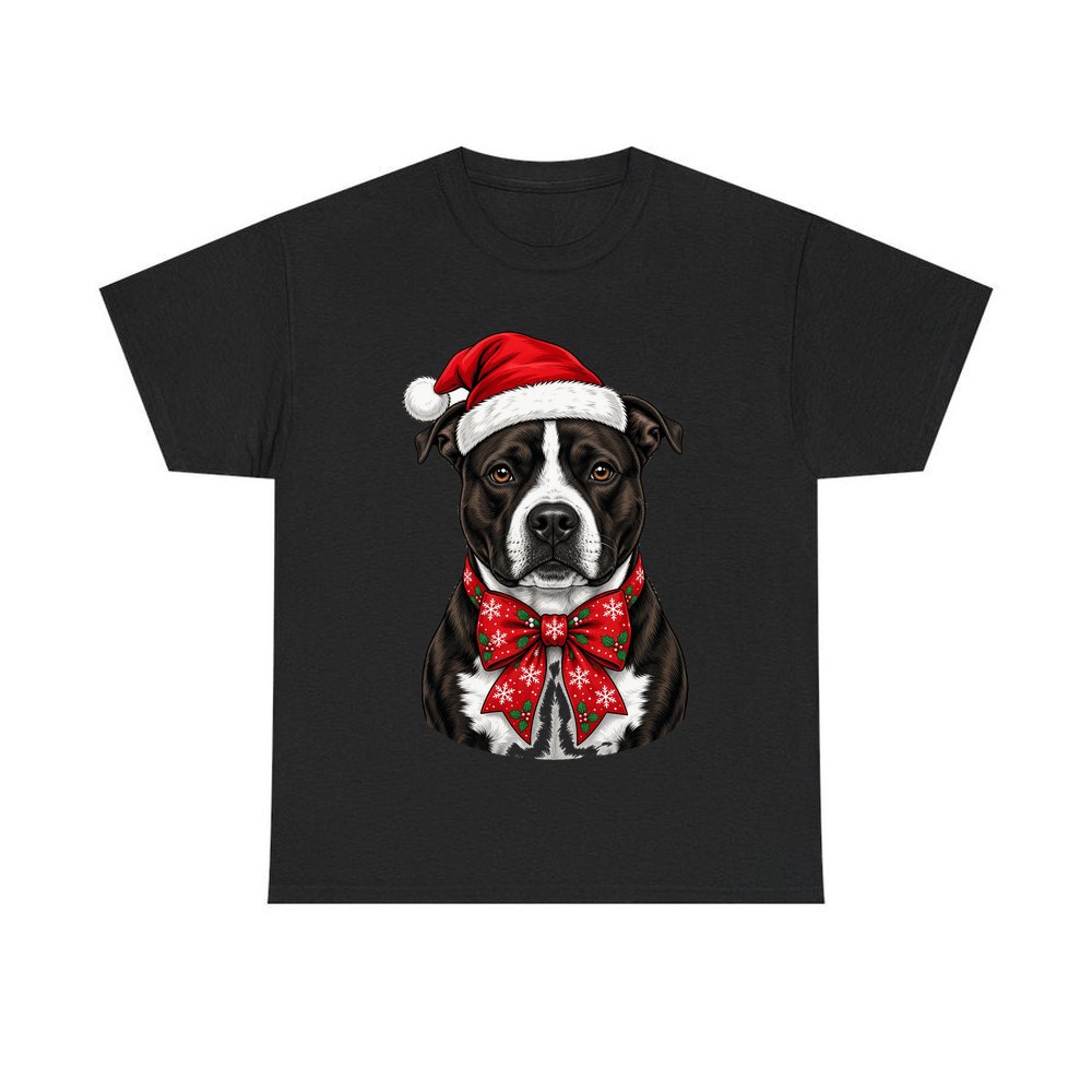 American Staffy personalised Christmas T-shirt in black