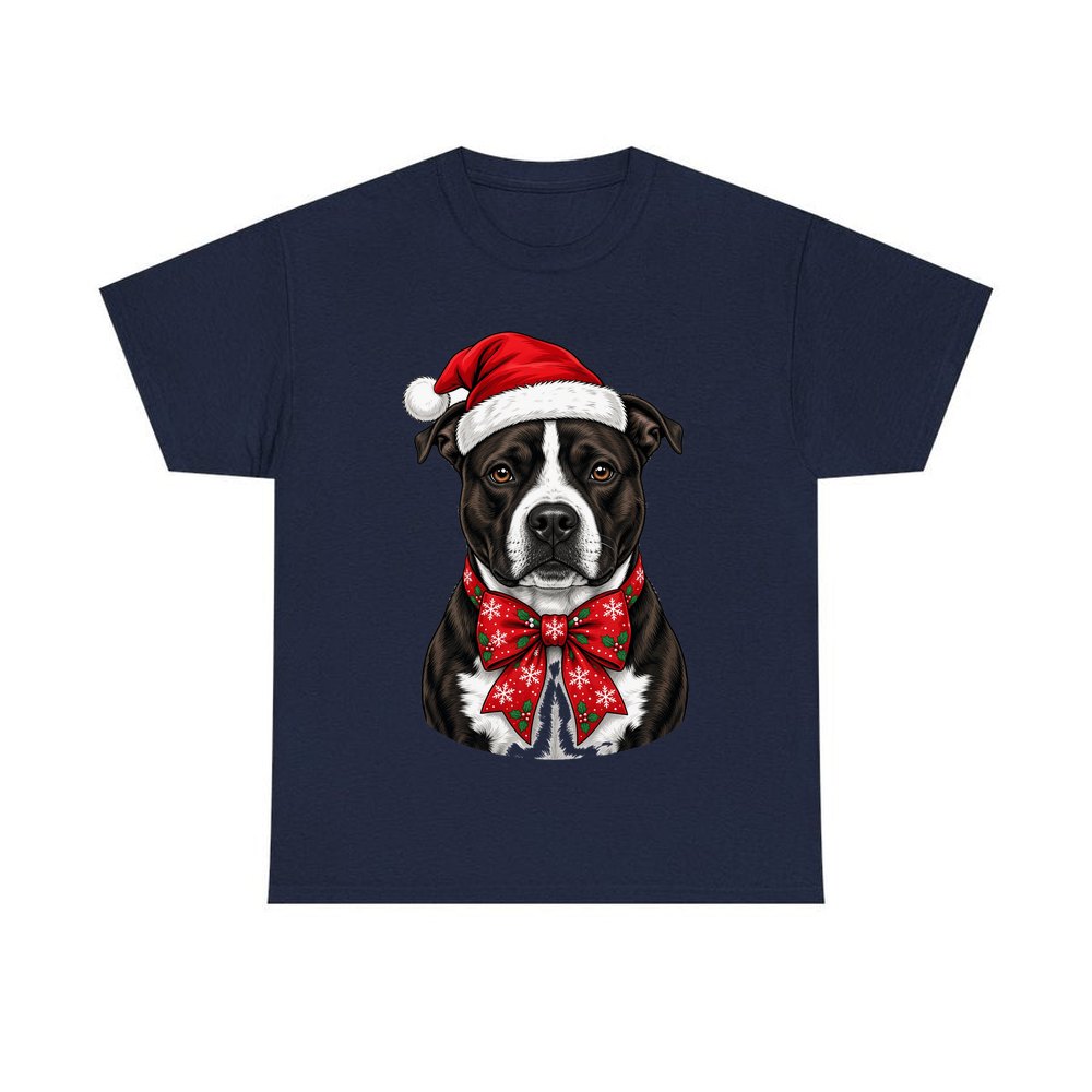 American Staffy personalised Christmas T-shirt in navy