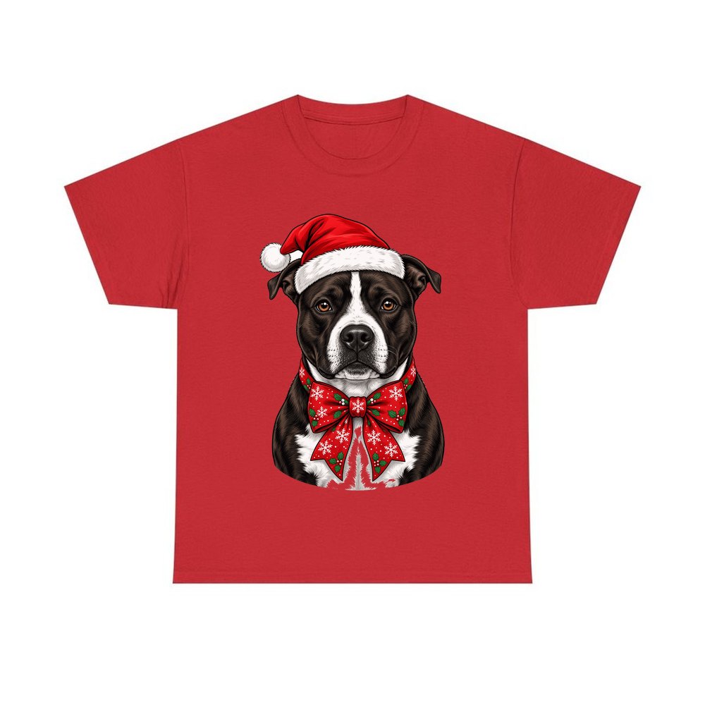 American Staffy personalised Christmas T-shirt in red