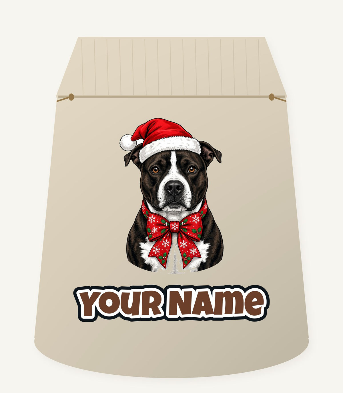 American Staffy Christmas Personalised Santa Sack