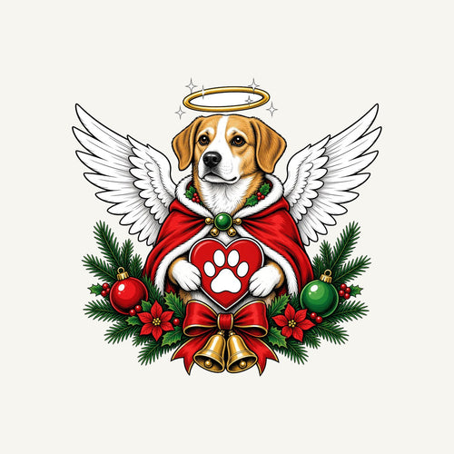 Angel Dog With Paw Heart Personalised Christmas Dog Bandana