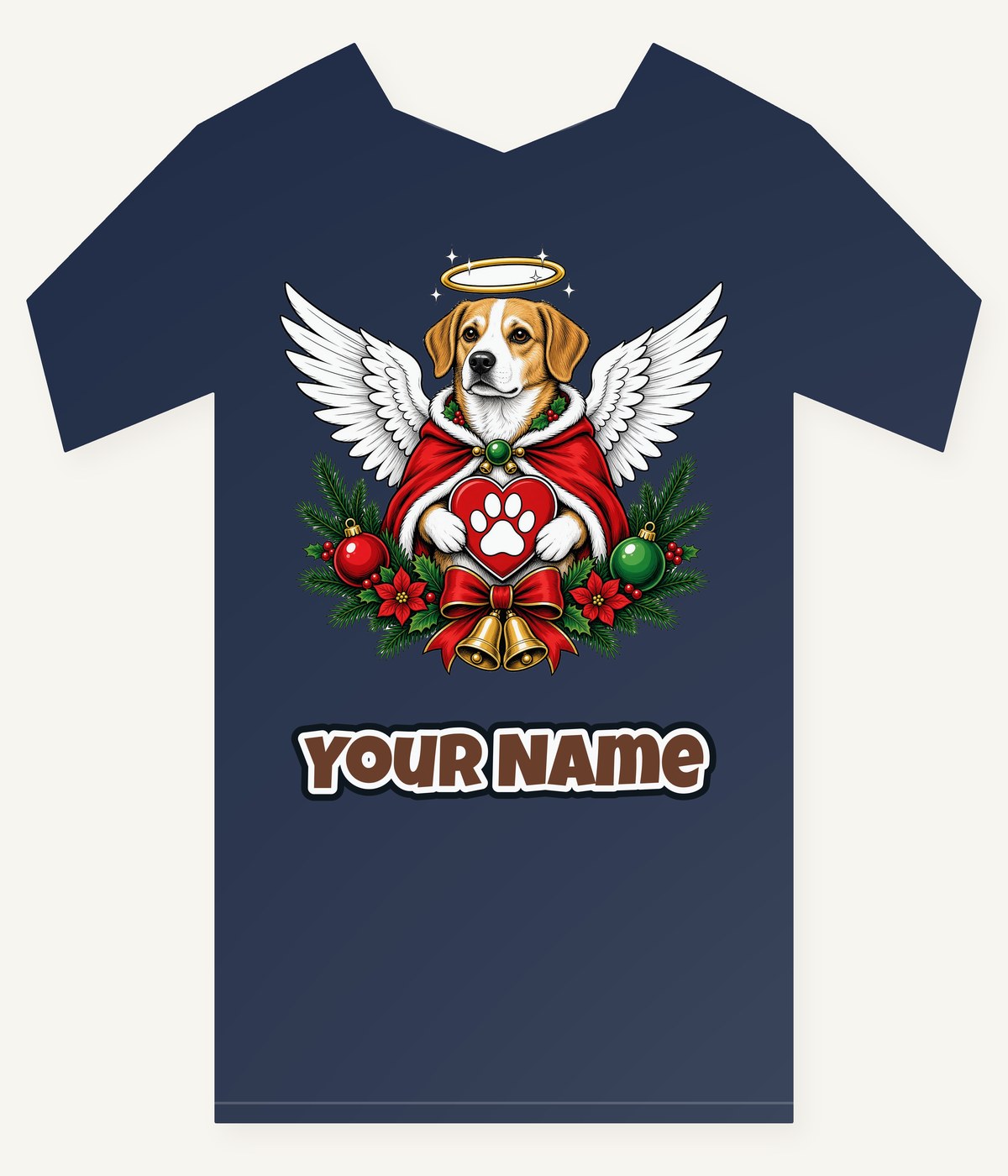 Angel Dog With Paw Heart Personalised Kids Tee and Baby Bodysuit