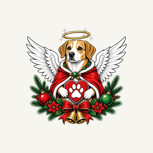 Angel Dog With Paw Heart Personalised Kids Tee and Baby Bodysuit