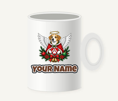 Angel Dog With Paw Heart Personalised Christmas Mug
